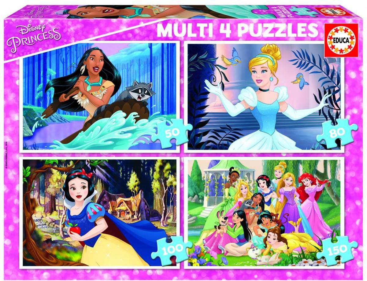 Educa Disney Prinsessen - 4 puzzels van 50 / 80 / 100 / 150 stukjes