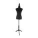 Relaxdays etalagepop vrouw, verstelbare hoogte, fluweel, houten voet, maat 36/38, zwart, 167 x 41 x 34 cm