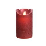 Merkloos / Sans marque LUMINEO Kaemingk LED waskaars, werkt op batterijen, met timer, Ø 7,5 x 12,5 cm, rood
