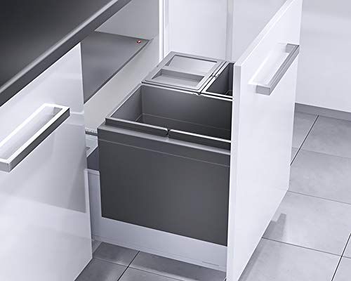 Hailo TRIPLE XL 3631691 Afvalbak | 18 + 2 x 13 l | Vuilnisbak in aanwezig 60 cm verlenging | met metalen systeemdeksel | Made in DE