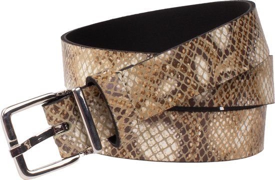 Legend Dames Leren Riem Taupe Slangenprint 85cm