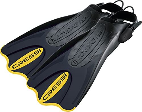 Cressi Palau Saf - Aanpasbare korte vinnen voor Unisex Volwassen Zwemmen en Snorkelen - Zwart/Geel