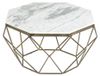 NEXORA Table basse 70 cm marbre blanc et métal laiton géométrique