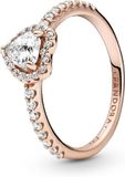 Pandora Timeless Heart 14-karaats rosévergulde ring met heldere zirkoniasteentjes, 52