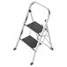 Hailo K70 StandardLine aluminium opstapladder - 2 grote stalen treden met antislipmatten belastbaar tot 150 kg - trapladder met klapbeveiliging - bijzonder licht en eenvoudig op te bergen - zilver