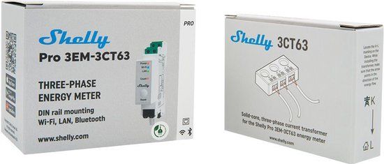 Shelly Elektriciteitsverbruikmeter 1/3 Richtingsgerichte Wifi Pro