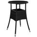 vidaXL Tuintafel Ø60x75 cm, gehard glas en poly rattan, zwart