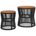 vidaXL Tuinbijzettafels, 2 stuks, met houten blad, polyrattan, zwart