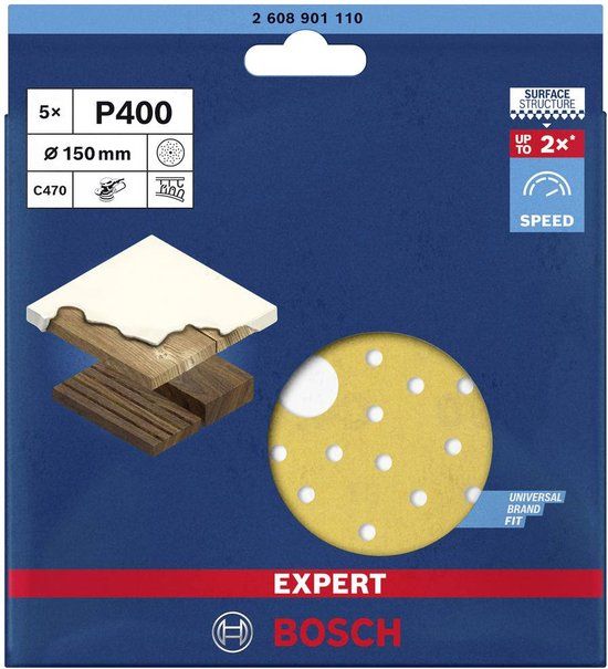 Bosch Professional 5x Expert C470 schuurpapier - Ø 150 mm - Korrel 60