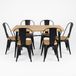 Kosmi Ensemble Table Et Chaises Style Industriel, Métal Noir Mat Et Bois Clair Naturel, 140x80 Cm