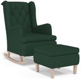 vidaXL Fauteuil met schommelpoten en voetenbank stof donkergroen