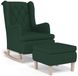 vidaXL Fauteuil met schommelpoten en voetenbank stof donkergroen