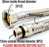 Flexitaly Flexibele stalen gevlochten slang, M12x1/2", lengte 35 cm