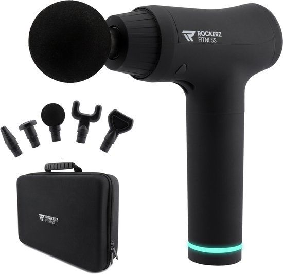 Rockerz Massage Gun - Massage gun professioneel - 6 opzetstukken - 30 snelheden - Inclusief koffer - Krachtig - Draadloos