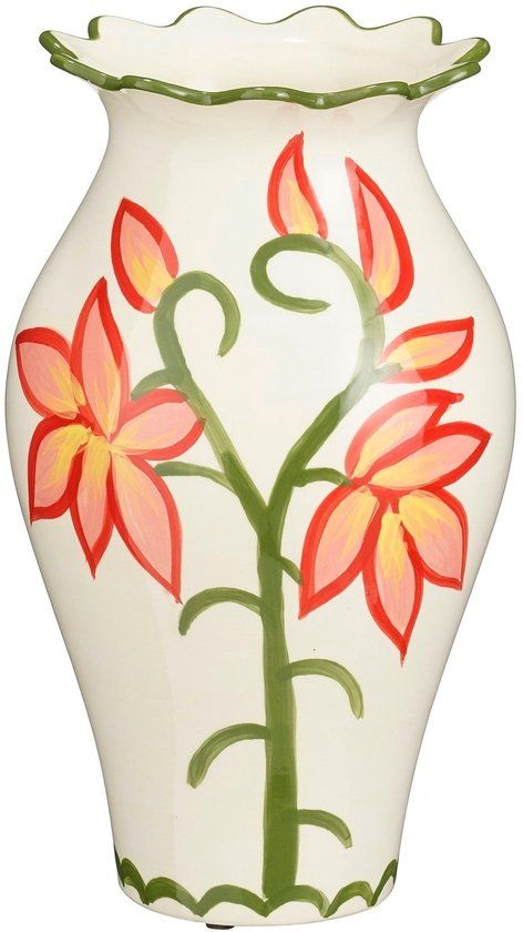 Mica Decorations Vaas Alisa - Keramiek - Wit - 18x18x30 cm