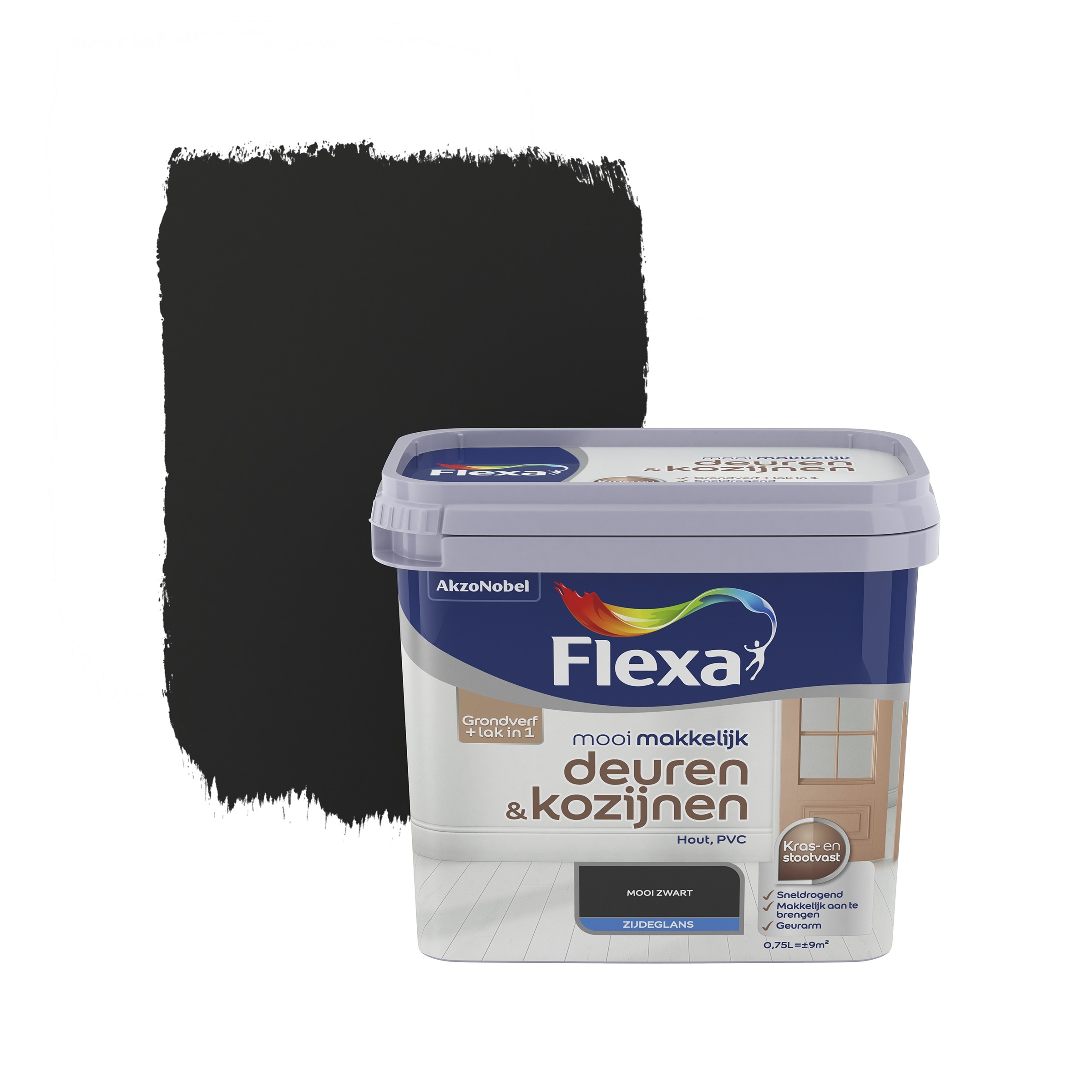 FLEXA Mooi Makkelijk deuren&kozijnen zwart zijdeglans 750 ml