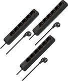 Brennenstuhl Eco-Line stekkerdoos met 6 stopcontacten, set van 3 (stekkerdoos met verhoogde aanraakbeveiliging en kabel van 1,5 m) zwart
