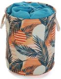 bigbuy Home Wasmand Saona (35 x 40 x 35 cm) Polyester Inclusief deksel Ja