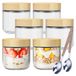 Omgoods - Set van 6 pots de stockage d'avoine avec couvercle en bambou 300ml