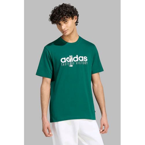 adidas Sportswear regular fit T-shirt met print - donkergroen/wit