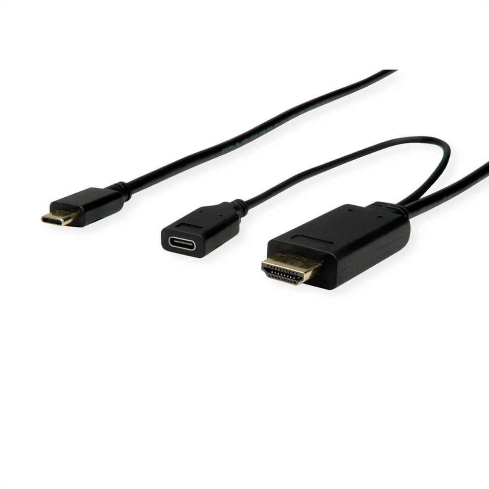 ROLINE USB-C naar HDMI + USB Adapter Kabel - 1m - Zwart