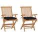 vidaXL Fauteuils de jardin 8 pcs avec coussins noirs bois de teck massif