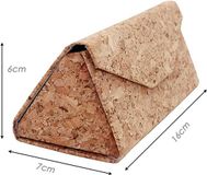 Shenzhen Haorui Industrial Technology Co., Ltd. Étui à lunettes pliable ferme - écologique et végétalien - liège beige - 16,0 x 7,0 cm