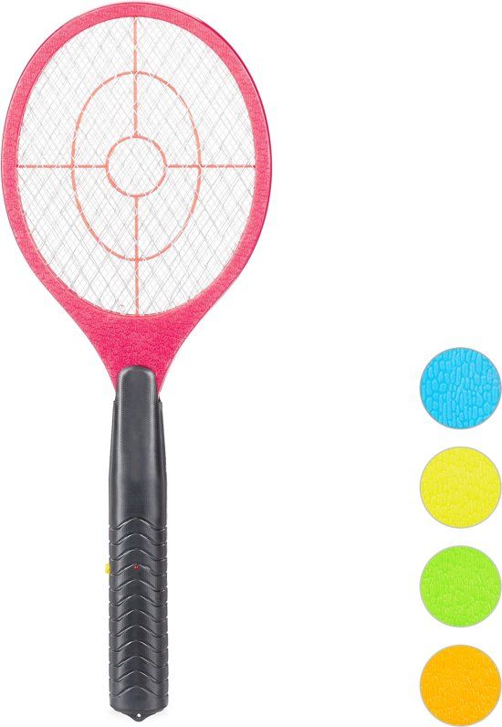 Relaxdays elektrische vliegenmepper - tegen muggen vliegen - vliegen mepper elektrisch rood