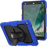 Case iPad Pro 10.5 2017/iPad Air 3 10,5 2019 hoes met 360 graden draaibare opvouwbare standaard, modieuze schokbestendige hoes met polsband en schouderriem, blauw