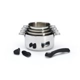De Buyer 3491.04 Twisty Set van 4 pannen Ø 14/16/18/20 cm met 1 zwart handvat en 2 zwarte siliconen knoppen