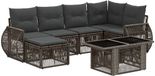 vidaXL Tuinbank Set 7-delig Grijs/Donkergrijs Polyrattan