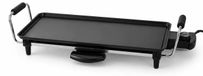Plancha électrique - Grill de table - 2000 W - Température réglable - Revêtement antiadhésif - Métal - 52 x 13 x 23 cm - Noir