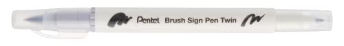 Pentel Stylo pinceau double face - Argent/Gris