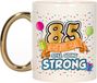 Bellatio Decorations Mok 85 jaar - Goud - Keramiek - 300 ml