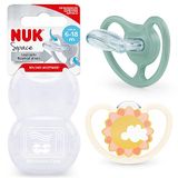 NUK Space Fopspeen | 6-18 maanden | fopspeen met extra ventilatie voor de gevoelige huid | BPA-vrij silicone | zebra & zon | 2 stuks