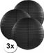 Merkloos 3 zwarte lampionnen 50 cm