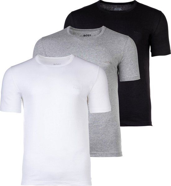 HUGO BOSS Classic T-shirts 3-pack - Men - Regular Fit - Black/Grey/White - Size M