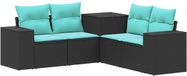 vidaXL Canapé - 5 pièces - Noir et Bleu - 200 x 200 x 85 cm