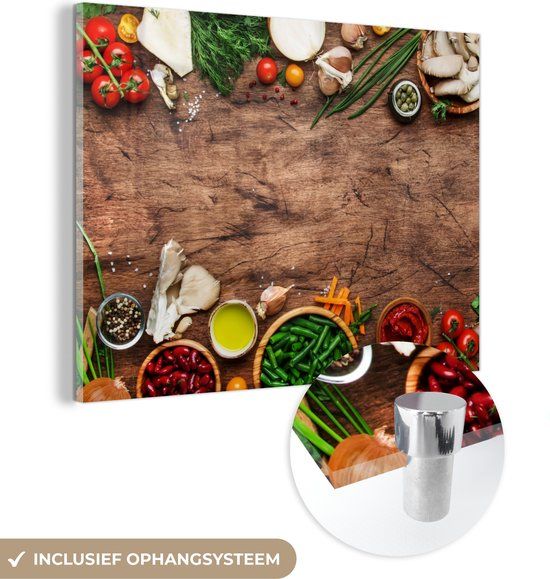MuchoWow® Glass Painting 40x30 cm - Acrylic Glass Painting - Herbs - Vegetables - Rustic - Photo on Glass - Paintings