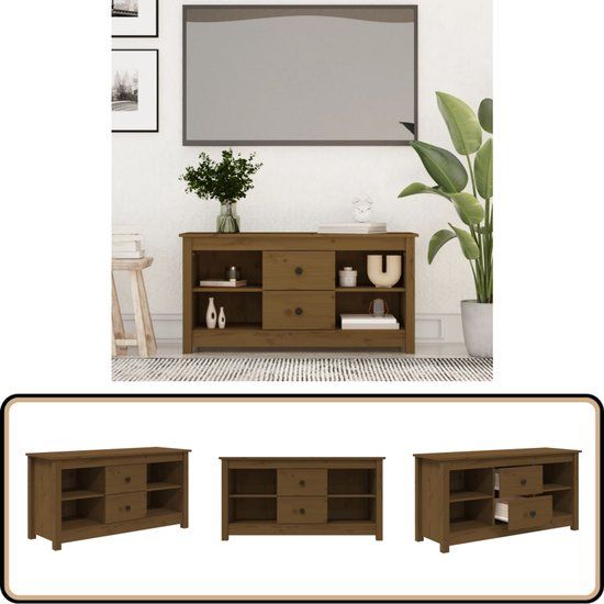 vidaXL Tv-meubel - 103x36,5x52 cm - Massief Grenenhout - Honingbruin