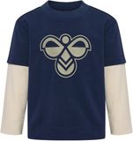 Hummel Hmlmini Loose Layer T-Shirt L/S Lange Mouw Ronde Hals Katoen Colorblock Herfst/Winter 2026 DRESS BLUES Kinderen