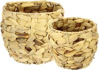 Potenset Bol Potset van waterhyacint, plantenbak, bloempot, bloemen, planten, plantenbak, sierpot, sierpot, gevlochten, decoratieve pot, plantenpot, vaas, mand, bloempotten, kunstbloemen, planten, set van 2