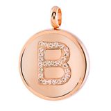 Lucardi Dames Gerecycled just.d stalen hanger roseplated letter kristal - Hanger - Staal - Rosékleurig