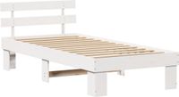 vidaXL Bedframe met hoofdeinde, Wit, 90 x 190 cm, Massief grenenhout