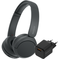 Sony WH-CH520 Zwart + BlueBuilt Quick Charge Oplader 18W Zwart