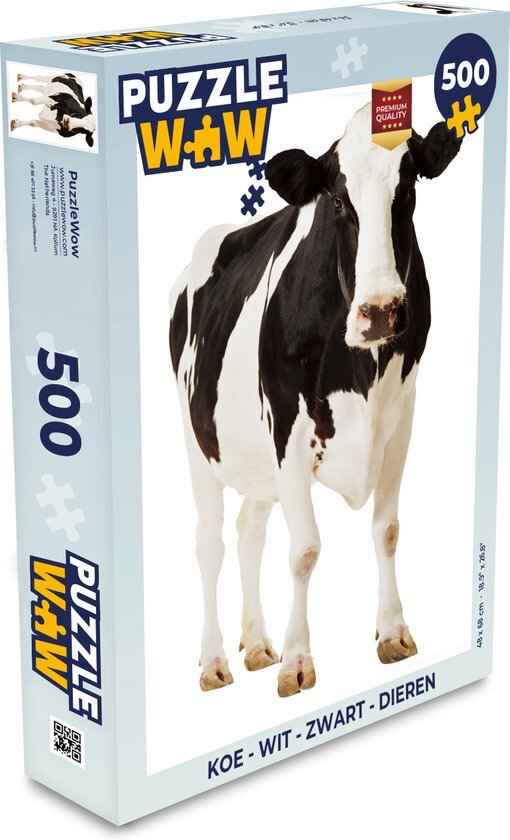 MuchoWow Puzzel Koe - Wit - Zwart - Dieren - Legpuzzel - Puzzel 500 stukjes