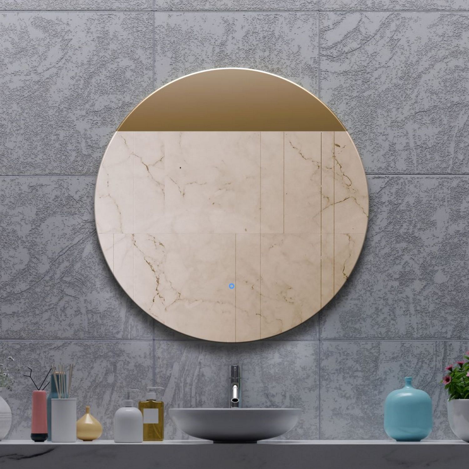 Gliss Design Oko Koper Rond LED Verlichting Spiegel - 8719304614821