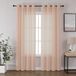 Omgoods - Rideaux en voile imitation lin, semi-transparents, ensemble de 2, couleur rose pastel