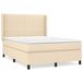 vidaXL Boxspringbed met matras, crème, 140x200 cm, stoffen bekleding