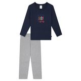 SCHIESSER Pyjama lang Jongens Donkerblauw Printopdruk Lange mouw Biologische katoen Maat 140